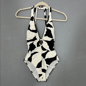 Vince Camuto Black and White Halter Swimsuit